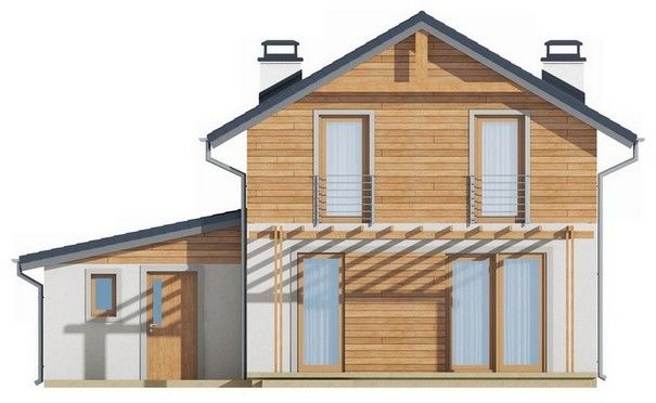 Дизайн двухэтажный дом с двух скатная крыша с балконом. Дом 4 10 21