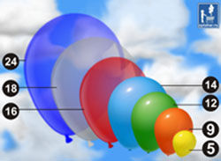 Шар размер 5. Размеры воздушных шаров. Диаметры воздушных шаров. Диаметр шара 5 дюймов. Размеры воздушных шаров в дюймах.