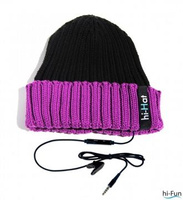 Шапка со встроенными наушниками и гарнитурой hi-Hat черная с фиолетовым