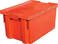 Пластиковый ящик с крышкой для продуктов 600х400х300 сплошной арт.601-1