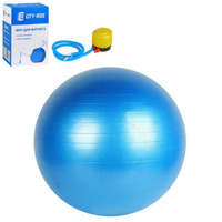 Мяч гимнастический, синий, 75 см, антивзрыв, насос City-Ride