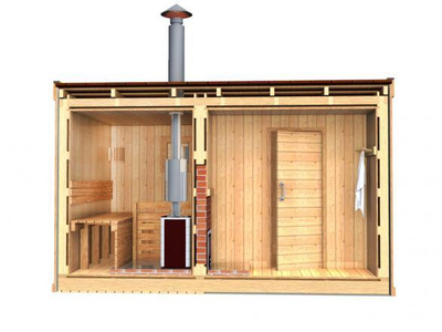 Баня Тайга (БЛ 3х2) на 2 отделения, 2-х скатная