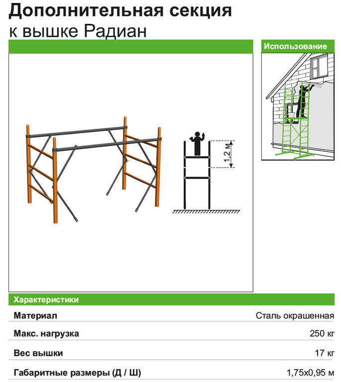 Радиан альфа. Секция Радиан-Альфа h=1,2м. Секция вектор 04 h=1.2 m. Секция Радиан. Секция вектор вышка тур.