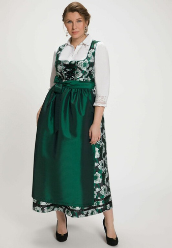 Широкая юбка в сборку Ulla Popken, темно-зеленый