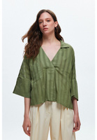 Блузка adL с карманом на груди, зеленый
