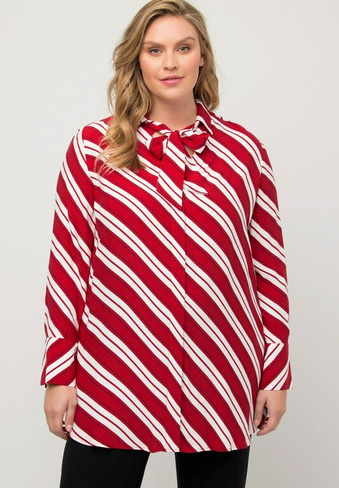 Рубашка Ulla Popken в полоску, ярко-красный