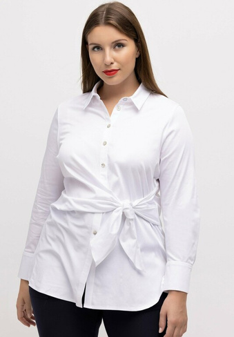 Рубашка Ulla Popken с поясом, белый
