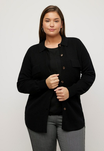 Рубашка Ulla Popken с контрастными пуговицами, черный