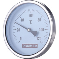 Термометр ROMMER биметаллический, с погружной гильзой, корпус dn 80 мм, гильза 50 мм 1/2", 0...120с rim-0001-805015 RG00