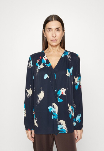 Блузка Marks & Spencer с принтом, темно-синий/мультиколор