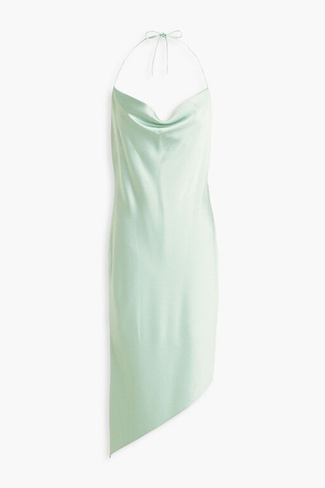 Платье мини Harmony асимметричного кроя из атласного крепа с вырезом халтер ALICE + OLIVIA, мятный