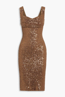 Платье из эластичного тюля с пайетками BADGLEY MISCHKA, коричневый
