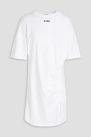 Платье мини из хлопкового джерси со сборками и логотипом MSGM, белый