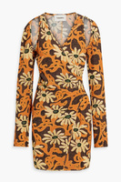 Креповое платье мини Ira с запахом и цветочным принтом NANUSHKA, оранжевый