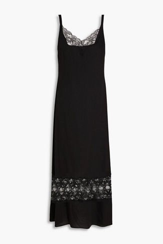 Платье миди из крепа с кружевными вставками и лиоцеллом BOUTIQUE MOSCHINO, черный
