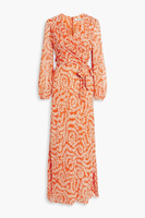 Платье макси из жоржета с запахом и запахом Alaric DIANE VON FURSTENBERG, оранжевый