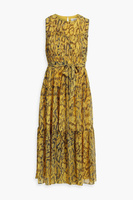 Многоярусное шифоновое платье миди Robert с принтом DIANE VON FURSTENBERG, желтый