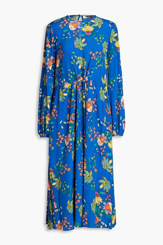 Платье миди из крепдешина Sydney с цветочным принтом DIANE VON FURSTENBERG, синий
