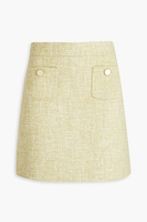 Твидовая мини-юбка Gaella из смесовой шерсти SANDRO, зеленый
