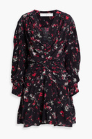 Мини-платье Diplo из лиоцелла и шелка с принтом и сборками IRO, черный