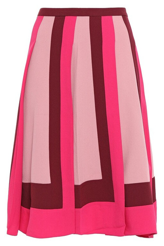 Плиссированная юбка из крепа в стиле колор-блок VALENTINO GARAVANI, фуксия