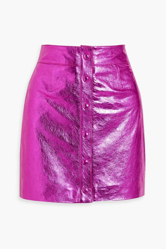 Мини-юбка Amy из фактурной кожи с эффектом металлик WALTER BAKER, пурпурный