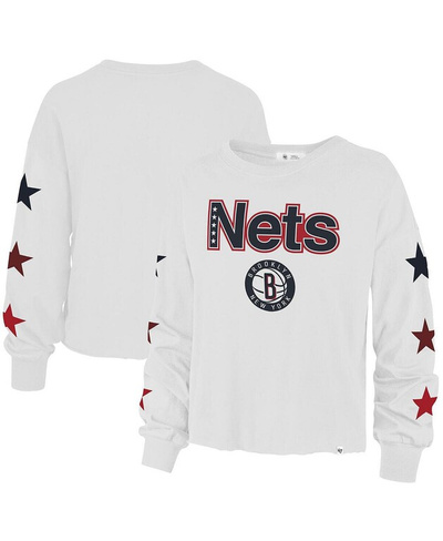 Женская белая футболка Brooklyn Nets 2021/22 City Edition Call Up Parkway с длинным рукавом '47 Brand, белый