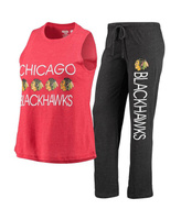 Женская красно-черная майка и брюки Chicago Blackhawks Meter, комплект для сна Concepts Sport