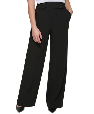 Женские широкие брюки на пуговицах Whitney спереди Calvin Klein, черный