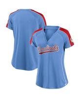 Женская фирменная сине-красная футболка St. Louis Cardinals True Classic League Diva в тонкую полоску реглан с v-образны