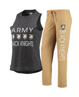 Женский комплект для сна из майки и брюк золотистого и черного цвета Army Black Knights Concepts Sport