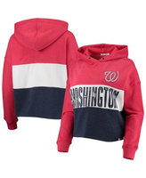 Женский укороченный пуловер с капюшоном Lizzy '47 с красным и темно-синим оттенком Washington Nationals '47 Brand