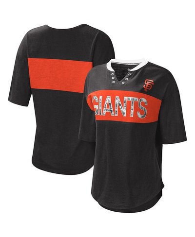 Женская черно-оранжевая футболка San Francisco Giants с вырезом на воротнике Touch
