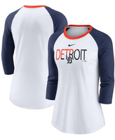 Женская белая футболка с меланжевым рисунком Detroit Tigers Color Split Tri-Blend, с рукавами 3/4 и реглан Nike, белый