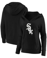 Черный пуловер с капюшоном и v-образным вырезом размера плюс, черный Chicago White Sox с официальным логотипом Fanatics,