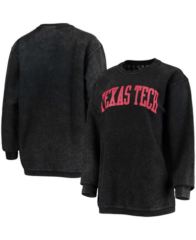 Черная женская футболка Texas Tech Red Raiders с удобным шнурком в винтажном стиле, базовый пуловер с аркой Pressbox, че