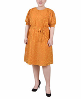 Платье в горошек с рукавами до локтя больших размеров NY Collection