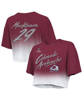 Женская укороченная футболка с принтом Nathan MacKinnon Burgundy Colorado Avalanche Champions Cup Stanley 2022 Dip Dye M