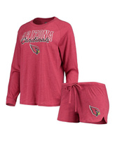 Женский комплект для сна Cardinal Arizona Cardinals, вязаный топ реглан с длинными рукавами и шорты Concepts Sport