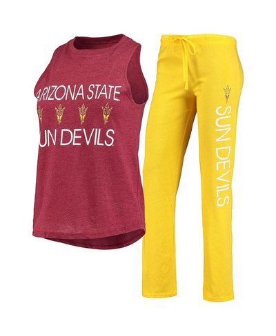 Женский бордово-золотой комплект для сна из топа и брюк команды Sun Devils Arizona State Sun Devils Concepts Sport