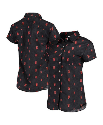 Женская черная рубашка на пуговицах с цветочным принтом San Francisco Giants FOCO, черный