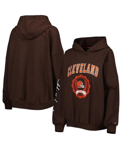 Женский коричневый пуловер с капюшоном Cleveland Browns Becca с заниженными плечами Tommy Hilfiger, коричневый