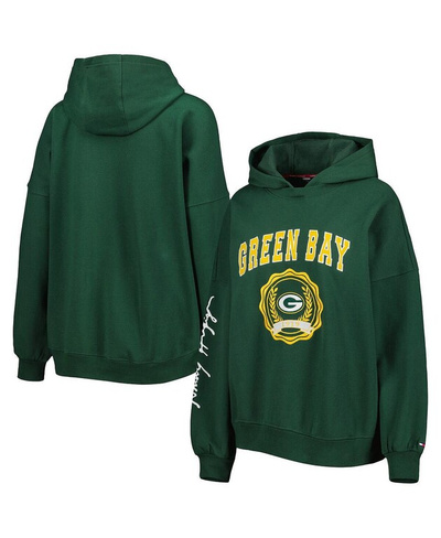 Женский зеленый пуловер с капюшоном Green Bay Packers Becca с заниженными плечами Tommy Hilfiger, зеленый