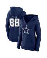 Женский фирменный пуловер с капюшоном CeeDee Lamb темно-синего цвета Dallas Cowboys со значком игрока, именем и номером,