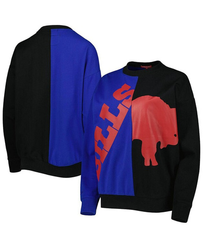 Женский черный пуловер Buffalo Bills с большим лицом, королевский свитшот Mitchell & Ness