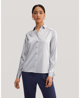 Женская шелковая блузка с длинными рукавами и воротником LILYSILK, серебро