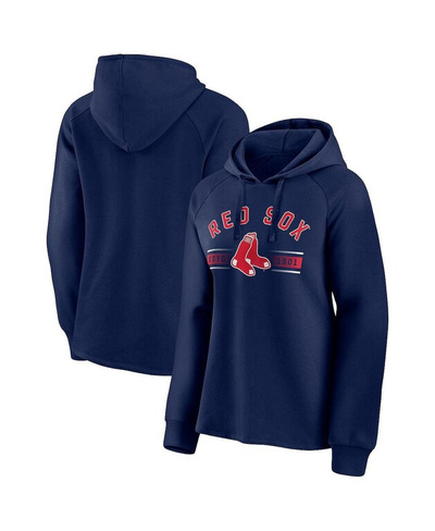 Женский темно-синий пуловер с капюшоном Boston Red Sox Perfect Play с логотипом реглан Fanatics, темно-синий
