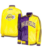 Женская университетская куртка с фиолетовыми и золотыми кнопками Los Angeles Lakers с разрезом и цветными блоками Starte