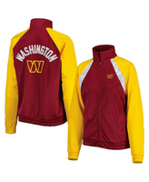 Женская спортивная куртка с молнией во всю длину реглан бордового и золотого цвета Washington Commanders Confetti G-III