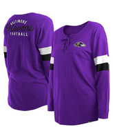 Женская фиолетовая спортивная университетская футболка с v-образным вырезом и длинными рукавами больших размеров Baltimo